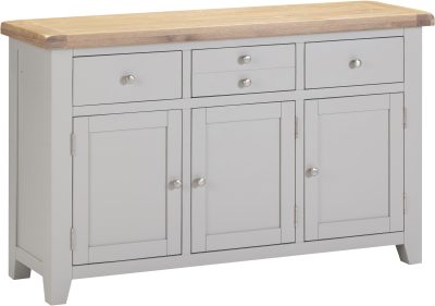 WINDSOR 3 DOOR 3 DRAWER SIDEBOARD - PEBBLE GREY/OAK (WBF)