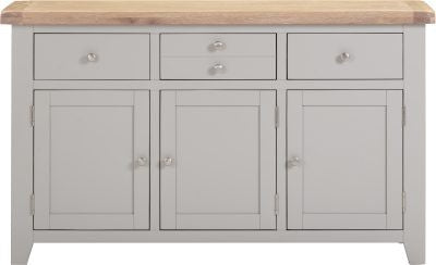 WINDSOR 3 DOOR 3 DRAWER SIDEBOARD - PEBBLE GREY/OAK (WBF)