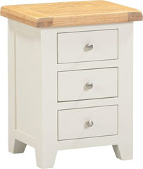 Windsor 3 Drawer Bedside – Ivory with Oak Top 625mm (WBF) (Pre-order for September)
