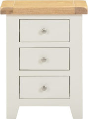 Windsor 3 Drawer Bedside – Ivory with Oak Top 625mm (WBF) (Pre-order for September)