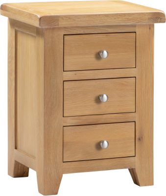 Windsor 3 Drawer Bedside – Natural Oak Compact Storage (WBF)