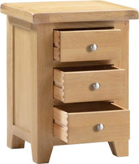 Windsor 3 Drawer Bedside – Natural Oak Compact Storage (WBF)