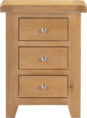 Windsor 3 Drawer Bedside – Natural Oak Compact Storage (WBF)