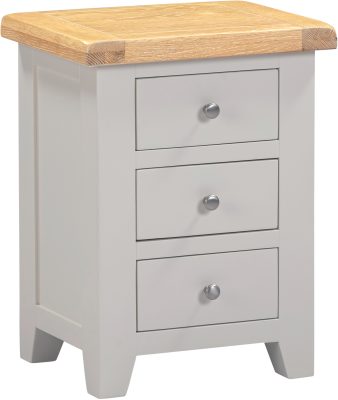 Windsor 3 Drawer Bedside – Pebble Grey with Oak Top (WBF)