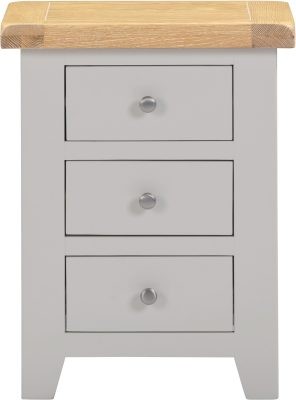 Windsor 3 Drawer Bedside – Pebble Grey with Oak Top (WBF)