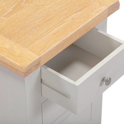 Windsor 3 Drawer Bedside – Pebble Grey with Oak Top (WBF)