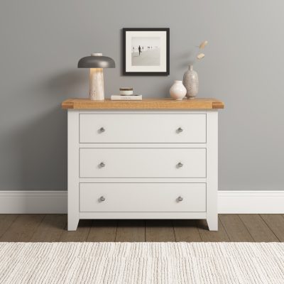 WINDSOR 3 DRAWER CHEST - IVORY/OAK (WBF)