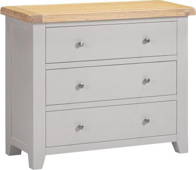 Windsor 3 Drawer Chest – Pebble Grey with Oak Top (WBF)