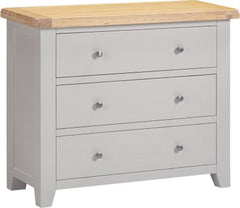 Windsor 3 Drawer Chest – Pebble Grey with Oak Top (WBF)