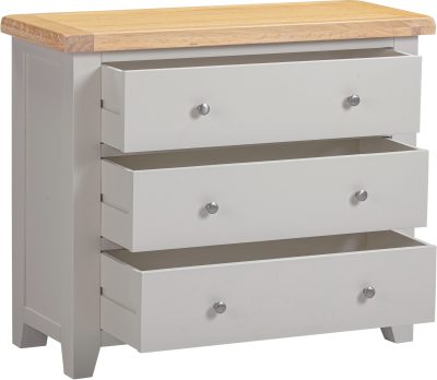 Windsor 3 Drawer Chest – Pebble Grey with Oak Top (WBF)