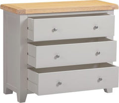 Windsor 3 Drawer Chest – Pebble Grey with Oak Top (WBF)