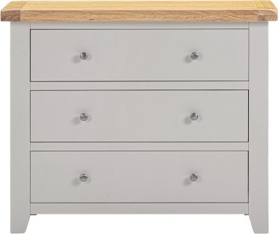 Windsor 3 Drawer Chest – Pebble Grey with Oak Top (WBF)