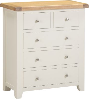 WINDSOR 3+2 DRAWER CHEST - IVORY/OAK (WBF)