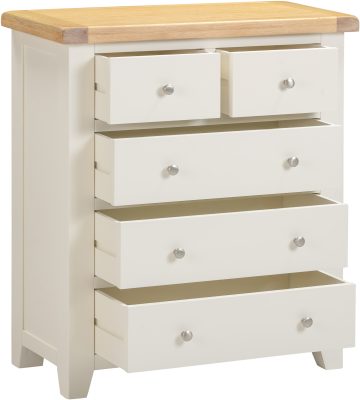 WINDSOR 3+2 DRAWER CHEST - IVORY/OAK (WBF)