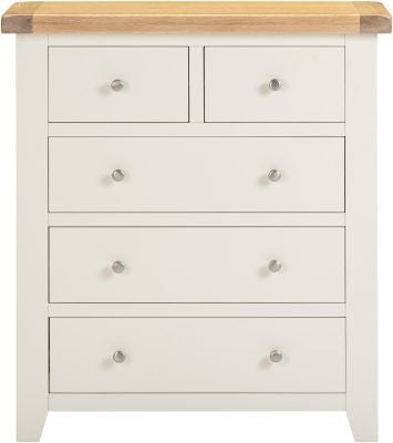 WINDSOR 3+2 DRAWER CHEST - IVORY/OAK (WBF)
