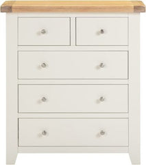 WINDSOR 3+2 DRAWER CHEST - IVORY/OAK (WBF)