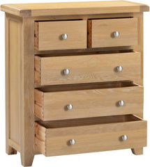 Windsor 3+2 Drawer Chest – Natural Oak with Smooth Glide Drawers (WBF)