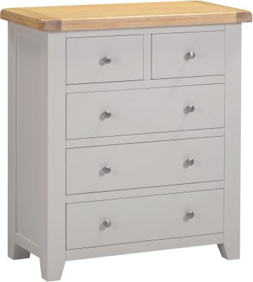 WINDSOR 3+2 DRAWER CHEST - PEBBLE GREY/OAK (WBF)