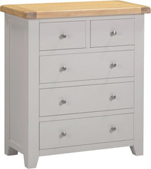 WINDSOR 3+2 DRAWER CHEST - PEBBLE GREY/OAK (WBF)