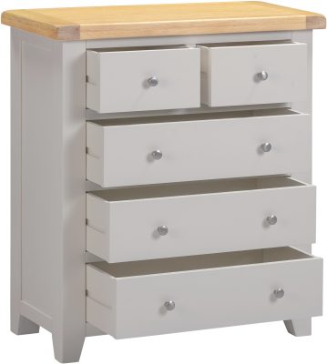 WINDSOR 3+2 DRAWER CHEST - PEBBLE GREY/OAK (WBF)