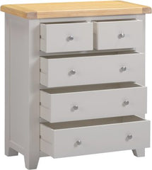 WINDSOR 3+2 DRAWER CHEST - PEBBLE GREY/OAK (WBF)