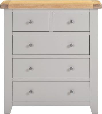 WINDSOR 3+2 DRAWER CHEST - PEBBLE GREY/OAK (WBF)