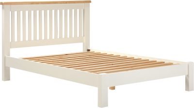 Windsor 4'6" Low End Bed – Ivory with Oak Top (WBF)