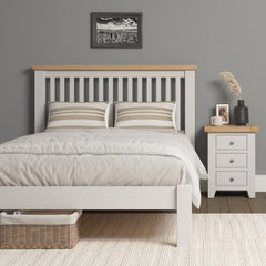 Windsor 4'6" Low End Bed – Ivory with Oak Top (WBF)
