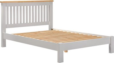 Windsor 4'6" Low End Bed – Pebble Grey with Oak Top (WBF)