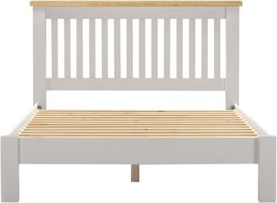 Windsor 4'6" Low End Bed – Pebble Grey with Oak Top (WBF)