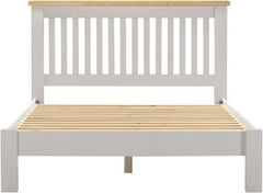 Windsor 4'6" Low End Bed – Pebble Grey with Oak Top (WBF)