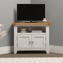 WINDSOR CORNER TV UNIT - IVORY/OAK (WBF)