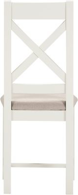 Two Windsor Cross Back Dining Chairs – Ivory Fabric Upholstered Seat (WBF)