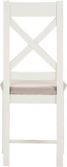 Two Windsor Cross Back Dining Chairs – Ivory Fabric Upholstered Seat (WBF)