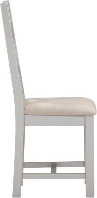 Two Windsor Cross Back Dining Chairs – Pebble Grey with Oat Fabric Seat (WBF)