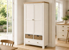Windsor Larder Unit - Rustic Country Style Occasional Furniture With A Coconut White Frame & Oak Top –  (GLH)