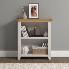 Windsor Low Bookcase – Ivory Frame with Oak Top (WBF)