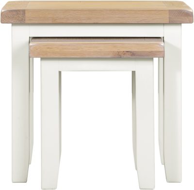 Windsor Nest of 2 Tables – Ivory Frame with Oak Top (WBF)