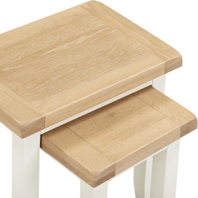 Windsor Nest of 2 Tables – Ivory Frame with Oak Top (WBF)