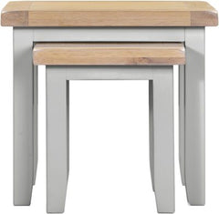 Windsor Nest of 2 Tables – Pebble Grey with Oak Top (WBF)