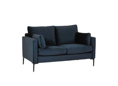 Wren Static Fabric Two Seat Sofas – Modern Greige or Navy Sofa with Plush Bolster Cushions