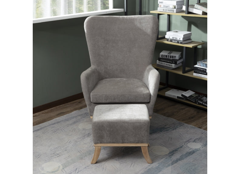 1986 Light Grey Armchair W/Stool 