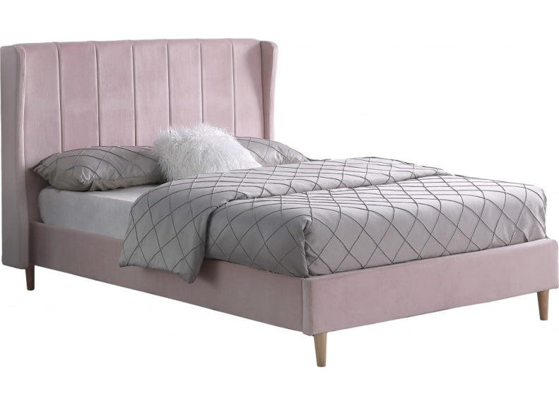 Amelia Pink Velvet 4 ft6 Bed