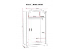 Corona Pine Two Door Wardrobe - dimensions