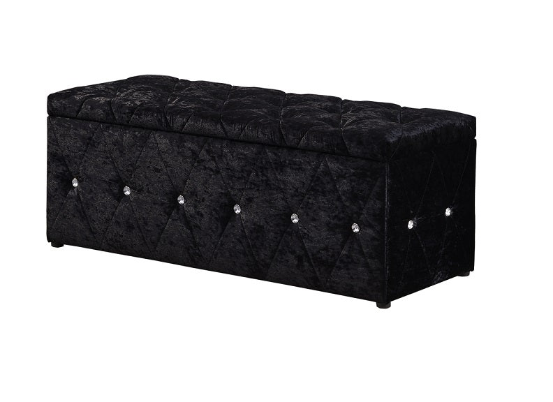 Fabric Black Velvet Blanket Box W/Diamonds - c/o