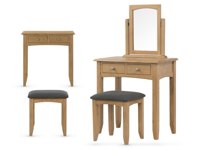 Kilkenny Oak Dressing Table, Stool & Mirror