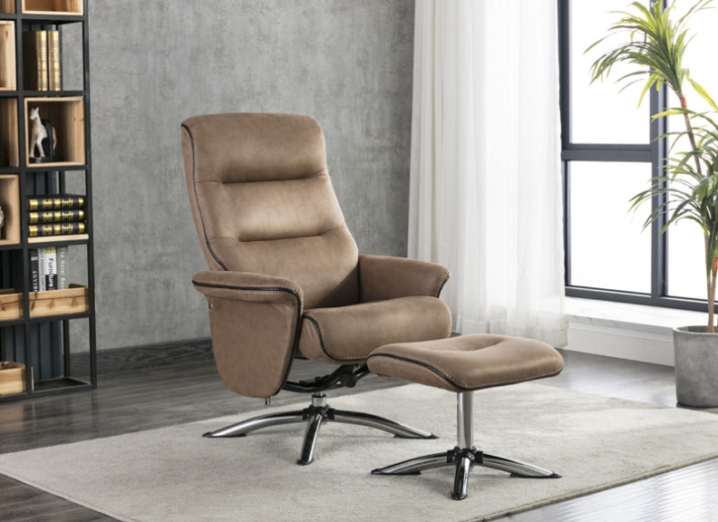 Texas Brown Swivel Chair With Stool - 1