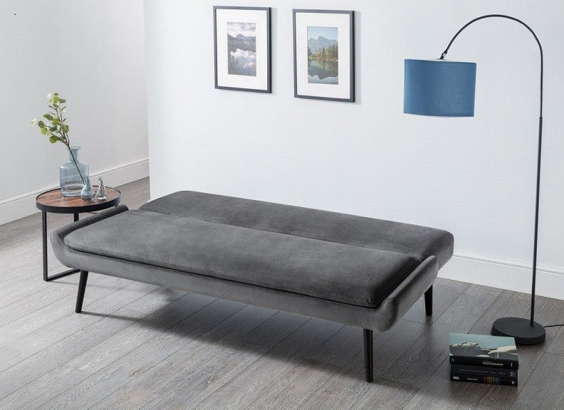 Gaudi Grey Velvet Sofa Bed - open