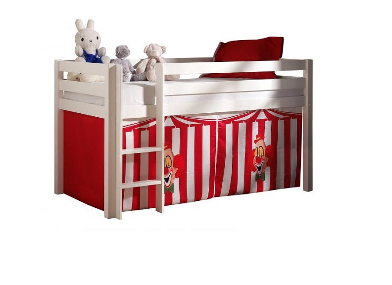 Pino White Wood Mid Sleeper W/Optional Slide & Curtain
